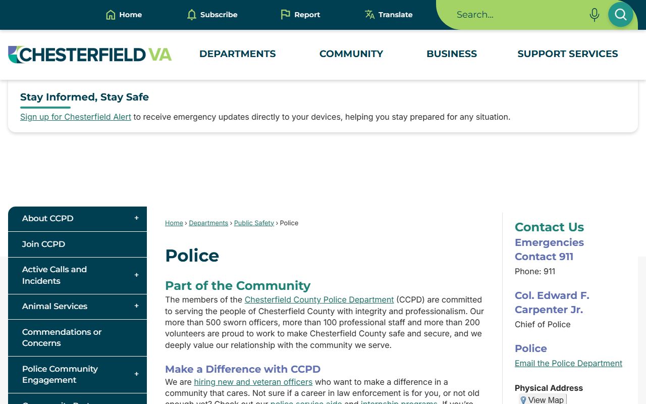 Chesterfield County Police Department - Arrest Records