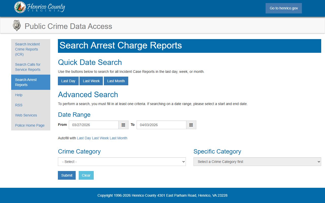 Henrico County arrest records portal