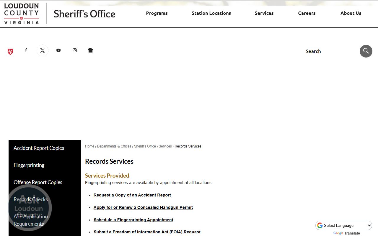 Loudoun County Sheriff's Office Records Services