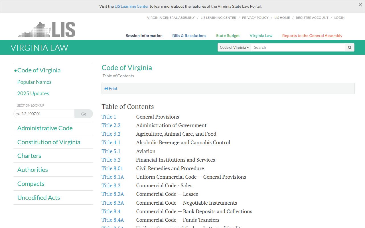 Virginia General Assembly Code of Virginia - statutes on arrest records and public access